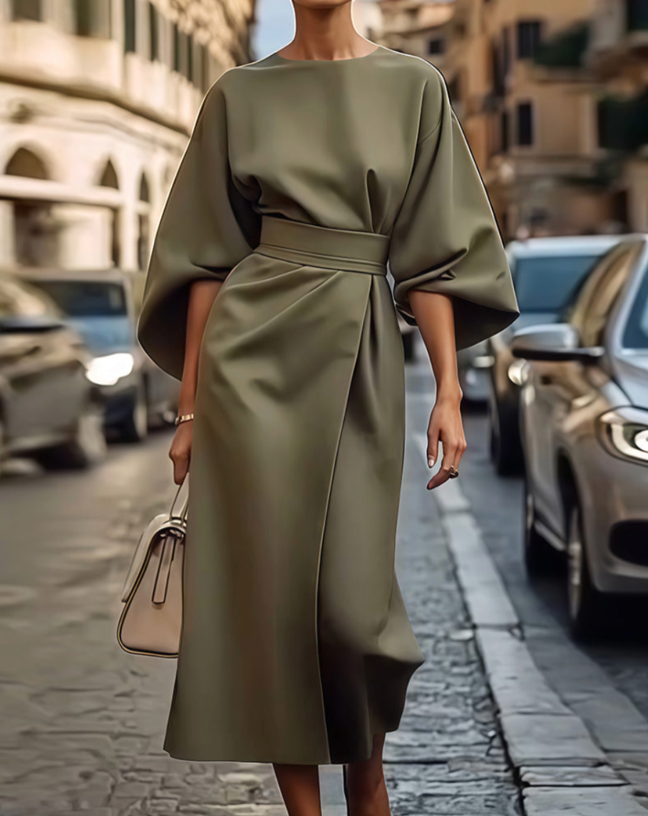 CINDY – DRAMATIC SLEEVE MIDI DRESS
