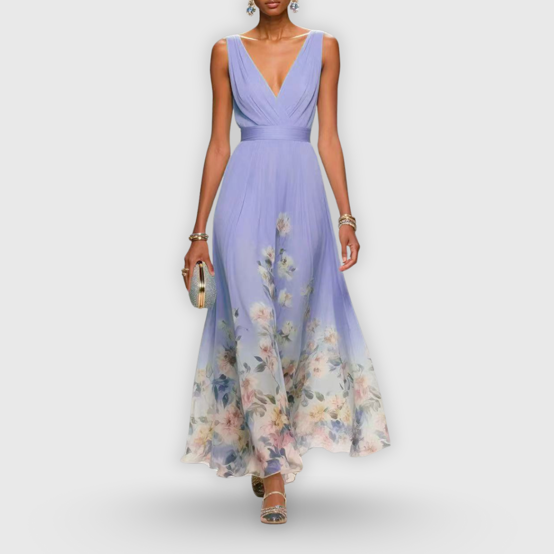 CELESTE – BLOOMING V-NECK MAXI DRESS