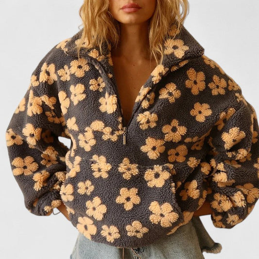 BONNIE – PRINTED SHERPA PULLOVER