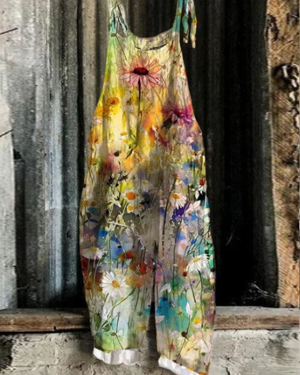 YSELLA – DAISY FLORAL ART LOOSE JUMPSUIT