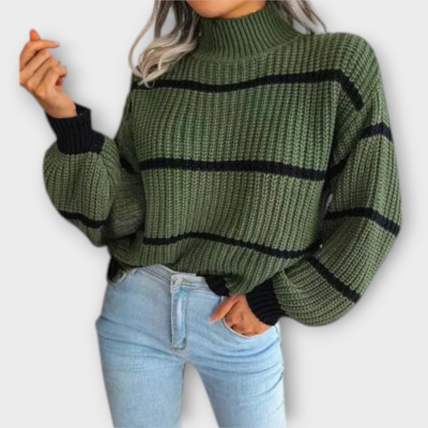 Harper - Turtleneck Sweater with Stripes
