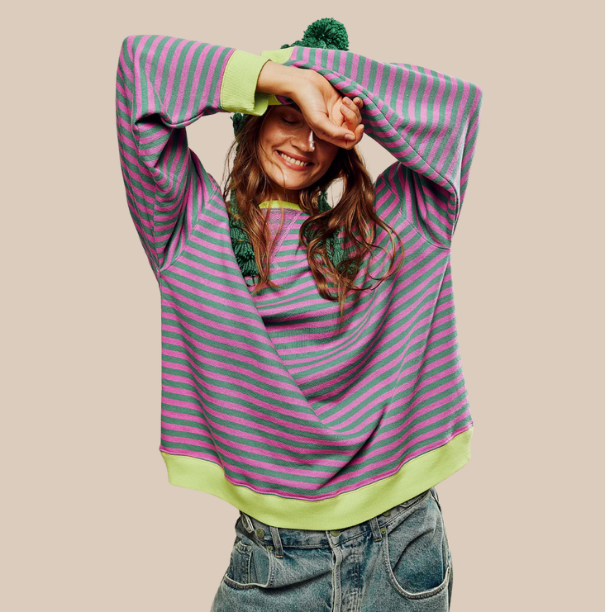 MIKAELA – LAIDBACK STRIPED SWEATER