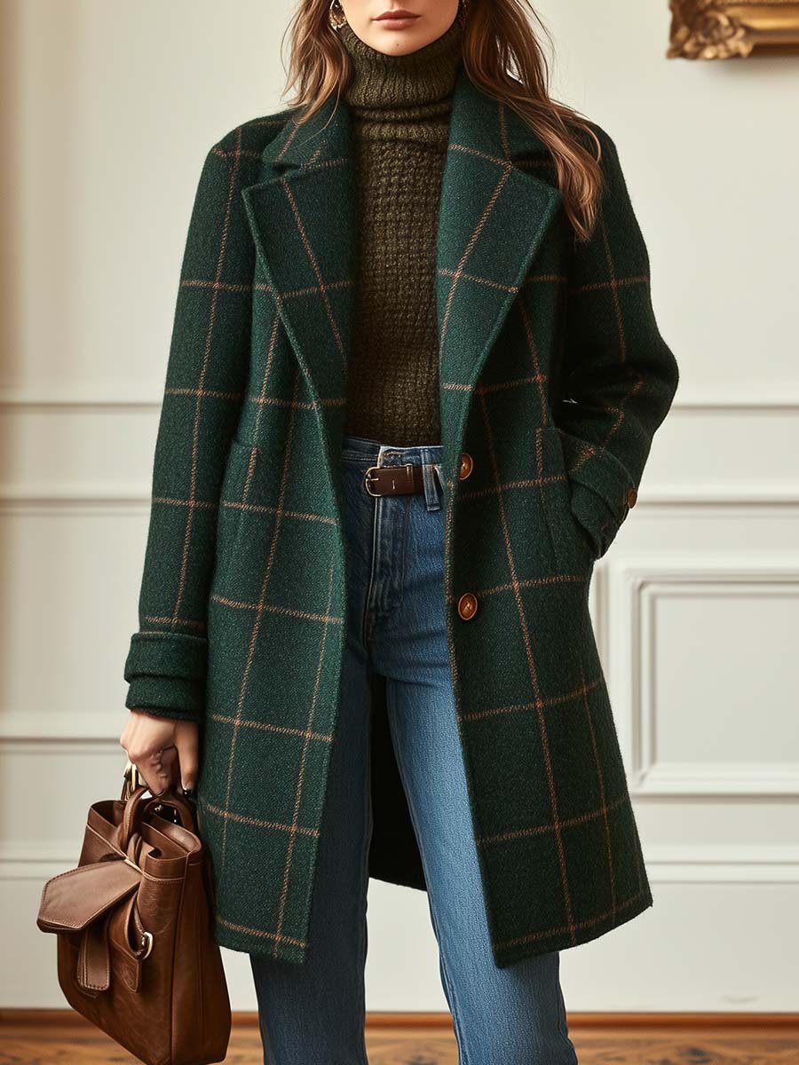 CATHERINE – CLASSIC PLAID WOOL COAT