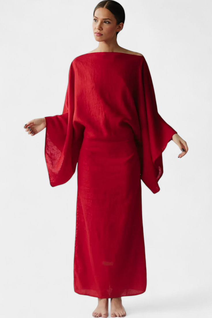 NOELLE – STYLISH LINEN & COTTON KIMONO DRESS