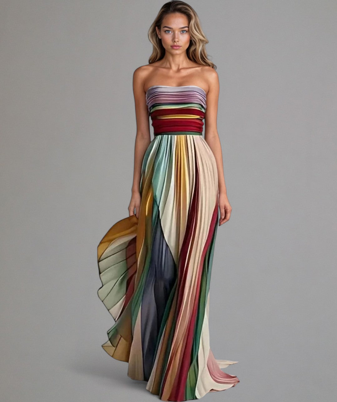 Strapless Striped Women's Dress