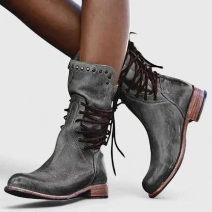 LARA – EDGY LACE-UP MID-CALF BOOTS