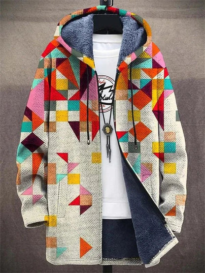 ELISE – GEOMETRIC COZY HOODED JACKET
