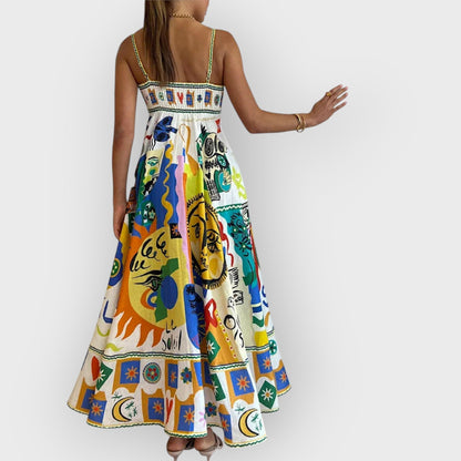 ISLA – CHIC GEOMETRIC GRAFFITI PRINT SLIP DRESS