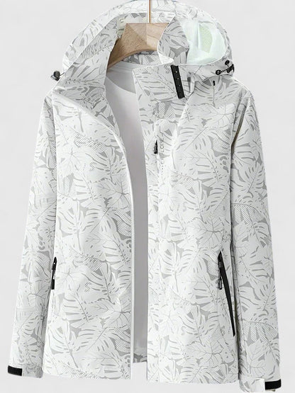 PRIM – MODERN LEAF PRINT HOODED JACKET