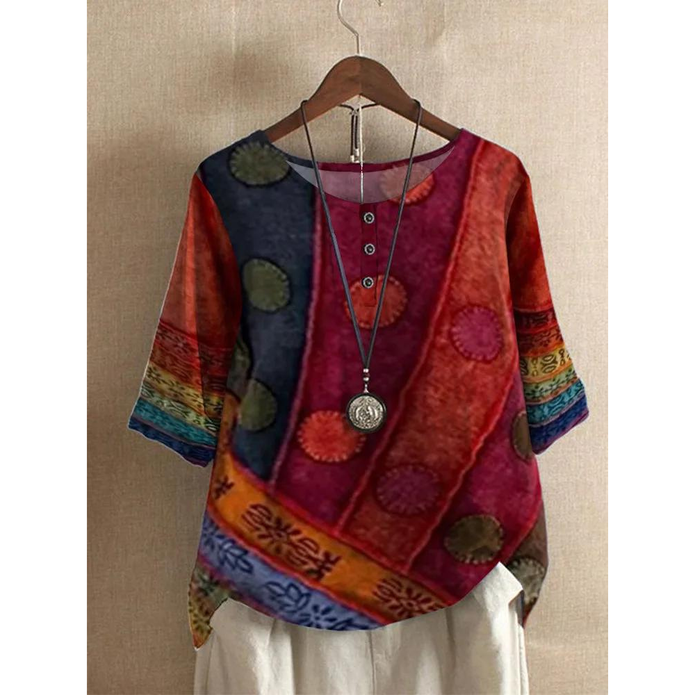 Fiora - Comfortable Colorful Top With Half Sleeves
