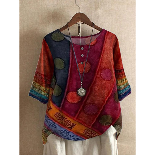 Fiora - Comfortable Colorful Top With Half Sleeves