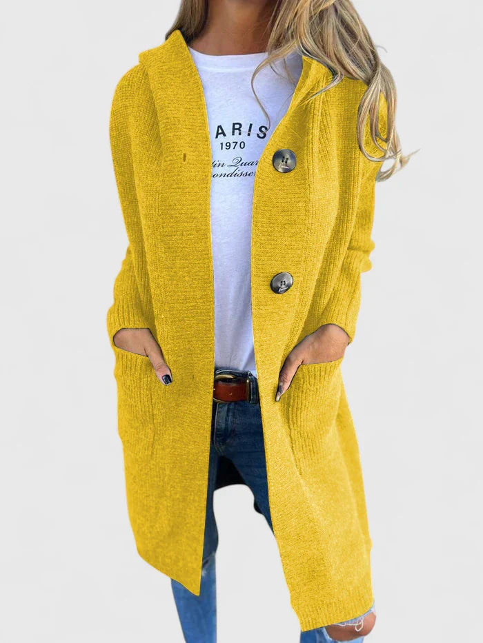 GRACIE – LONG RIBBED HOODED CARDIGAN