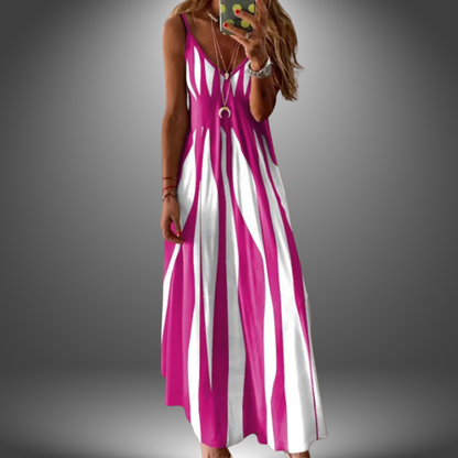 ZHENARA – COASTLINE STRIPE SLEEVELESS MAXI DRESS