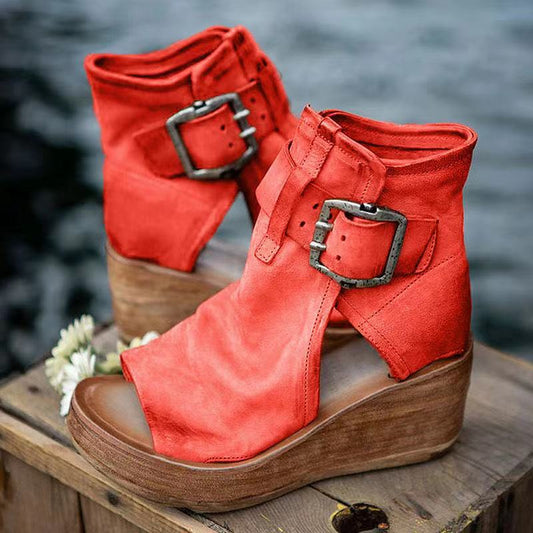 TORI – CHIC BUCKLE WEDGE SANDALS