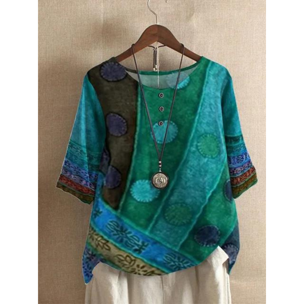 Fiora - Comfortable Colorful Top With Half Sleeves