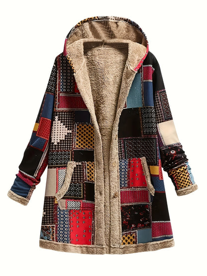 CYBELE – COZY PATCHWORK HOODED COAT