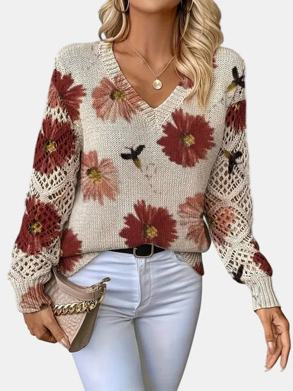 BRIANNA – BLOOMING CHIC KNIT SWEATER