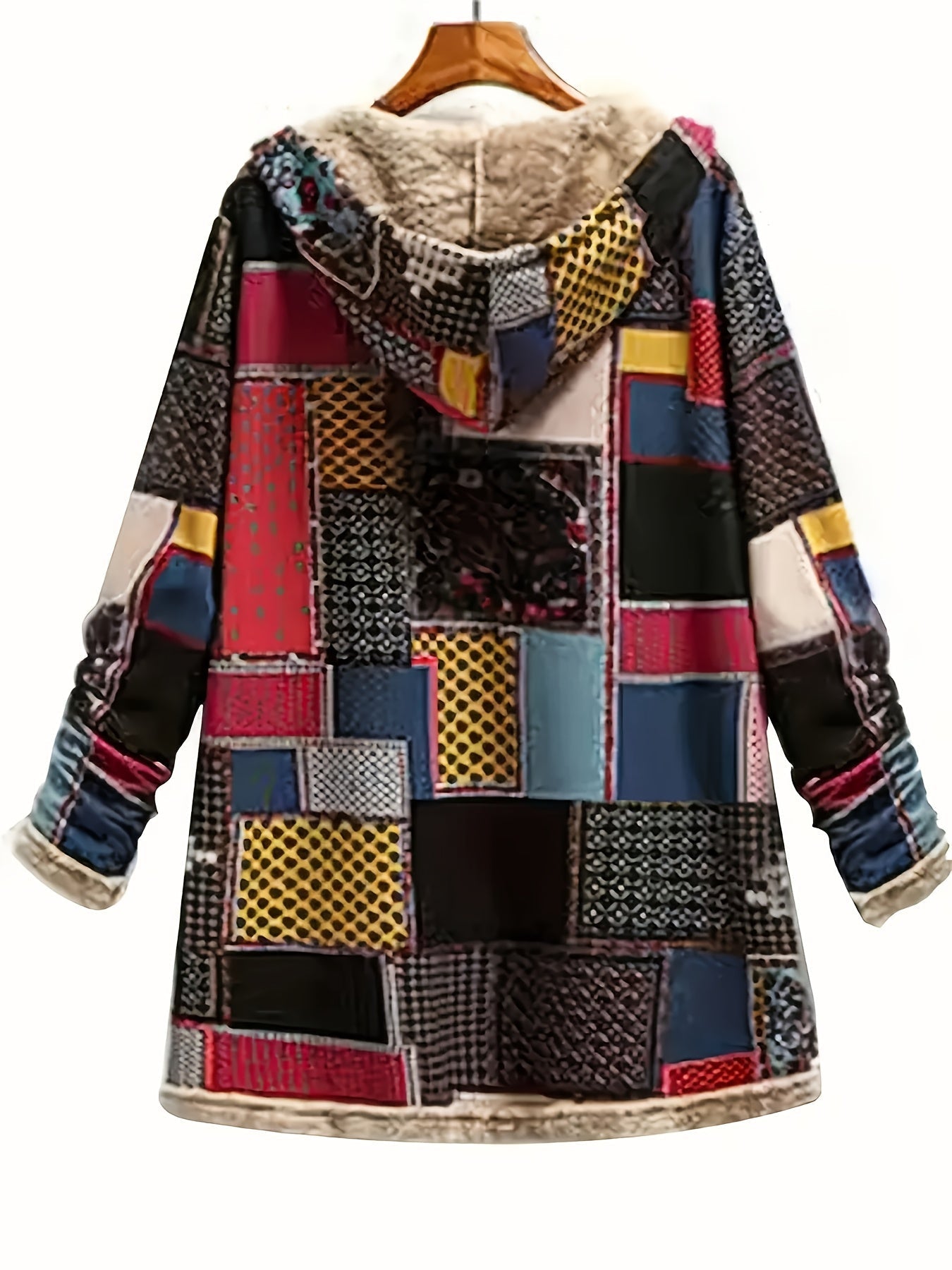 CYBELE – COZY PATCHWORK HOODED COAT