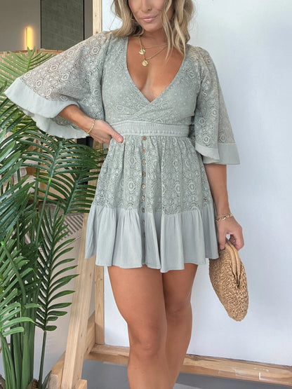 Lily - Lace Crochet Romper Dress