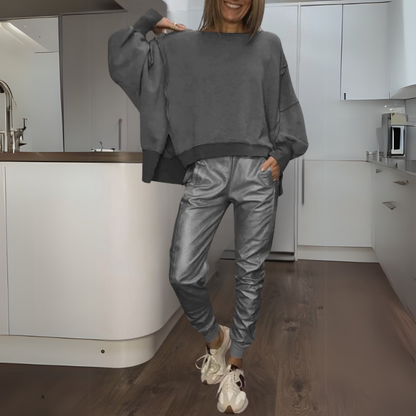 Tomasa - Satin Sweater And Jogger Set