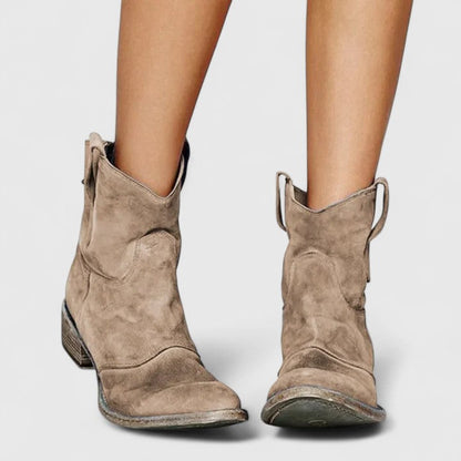 RILEY – SUEDE ANKLE COWBOY BOOTS