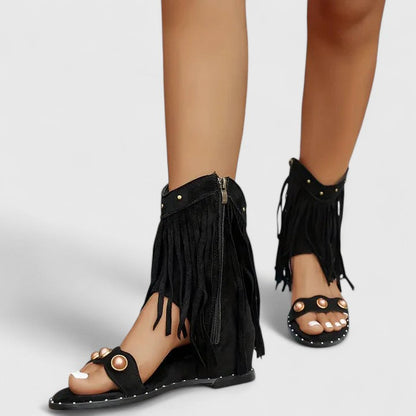 CHARLOTTE – FRINGE STATEMENT SANDALS