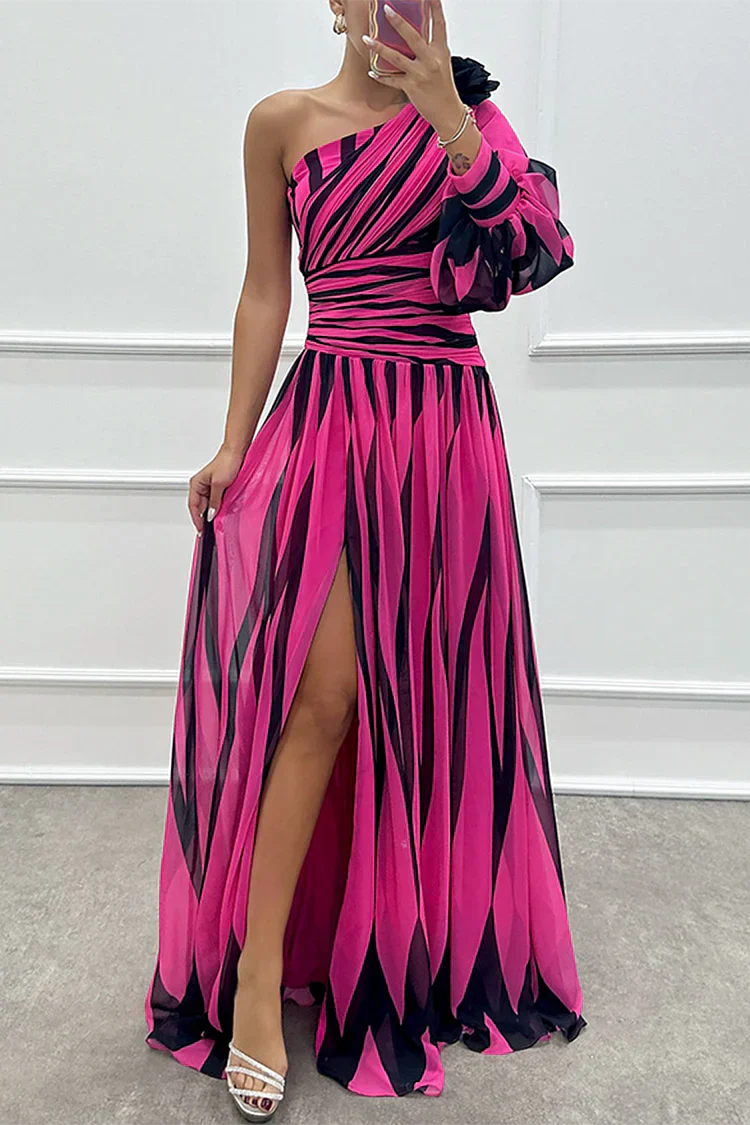 Stella | Elegant Striped One-Shoulder Maxi Dress