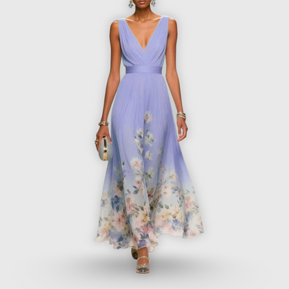 CELESTE – BLOOMING V-NECK MAXI DRESS