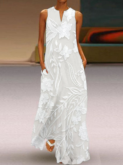 SELENE – ELEGANT SLEEVELESS LUXE PRINTED DRESS