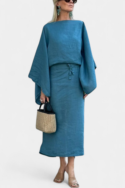 NOELLE – STYLISH LINEN & COTTON KIMONO DRESS