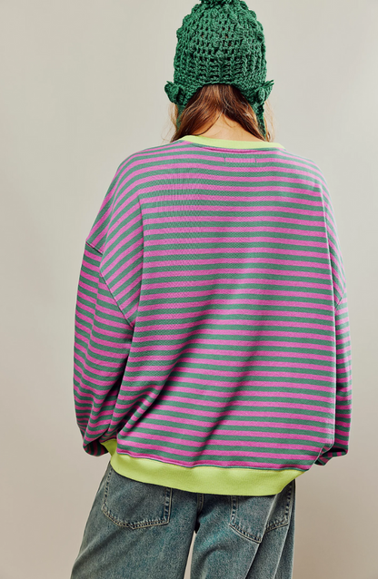 MIKAELA – LAIDBACK STRIPED SWEATER