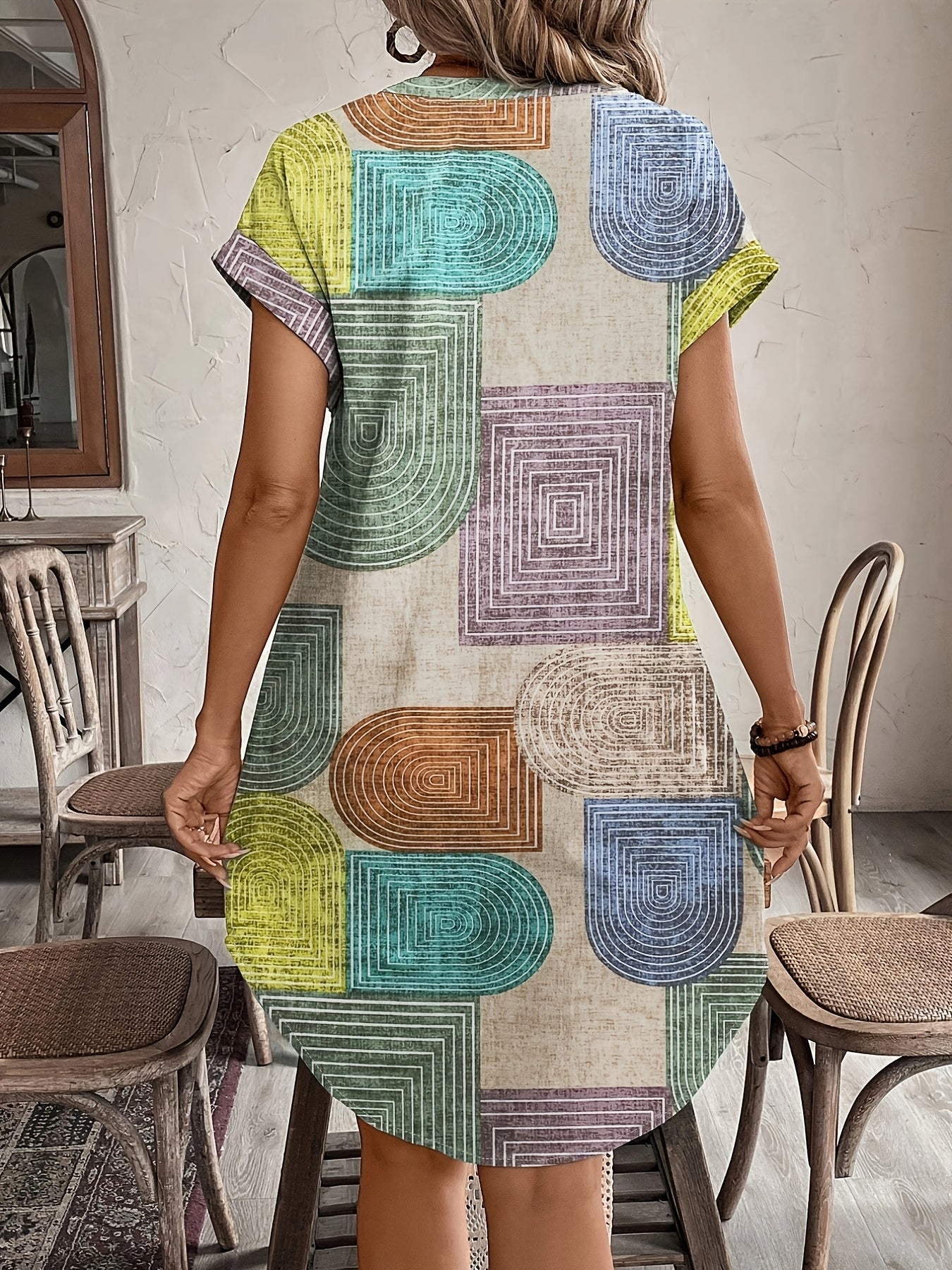 Mira | Geometric V-Neck Summer Dress