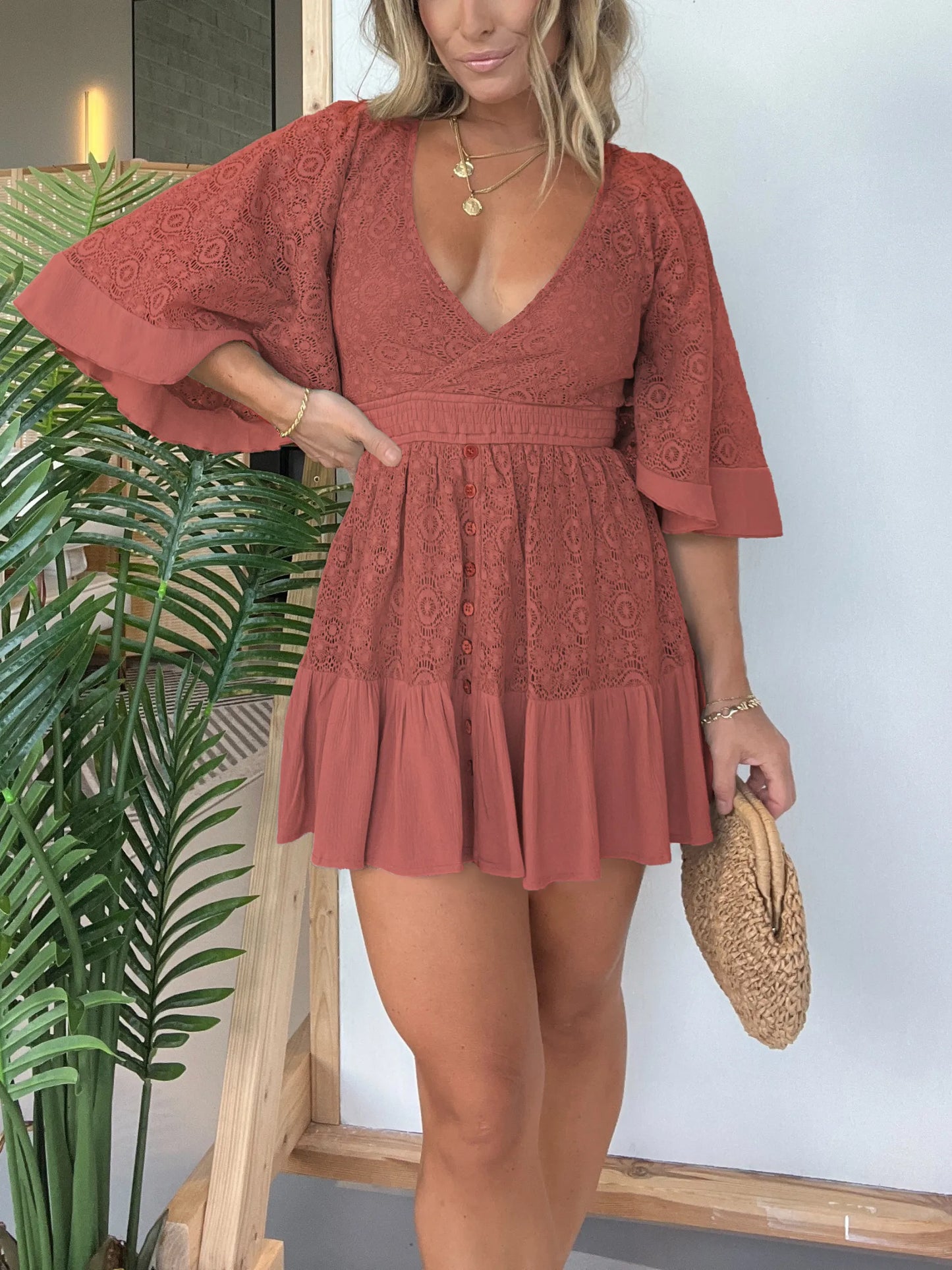 Lily - Lace Crochet Romper Dress