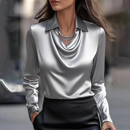 LESLEY – LUXE SATIN BLOUSE WITH SOFT NECKLINE (1+1 FREE TODAY)