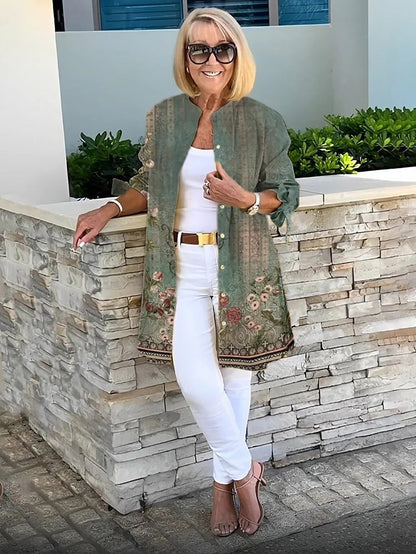 LINDA – ELEGANT FLORAL BUTTON SHIRT