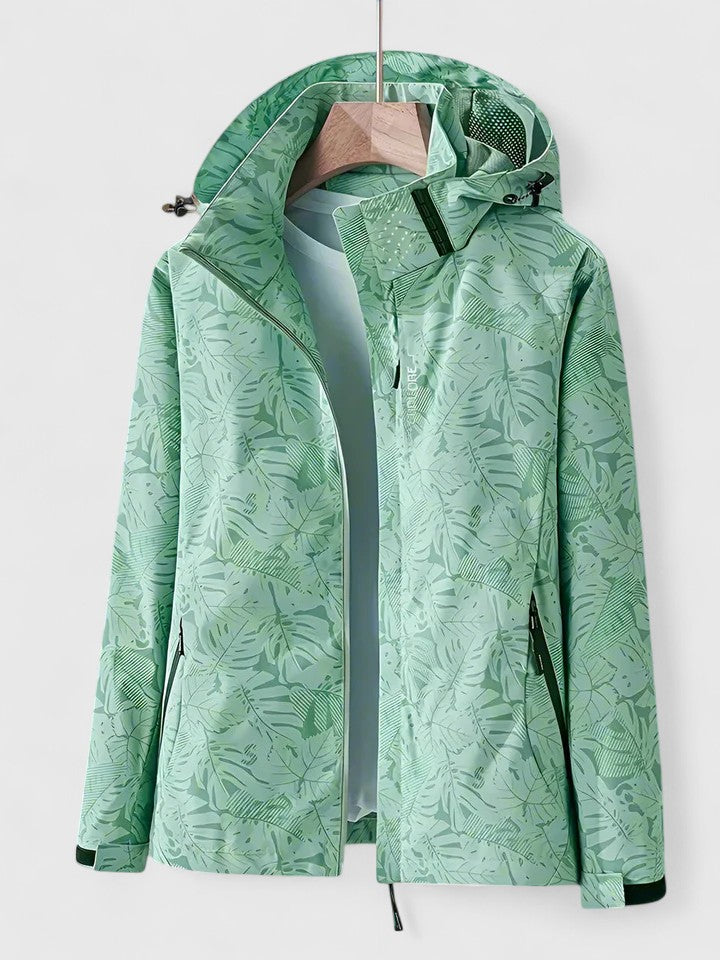 PRIM – MODERN LEAF PRINT HOODED JACKET