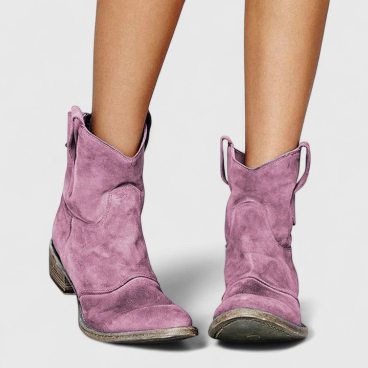 RILEY – SUEDE ANKLE COWBOY BOOTS