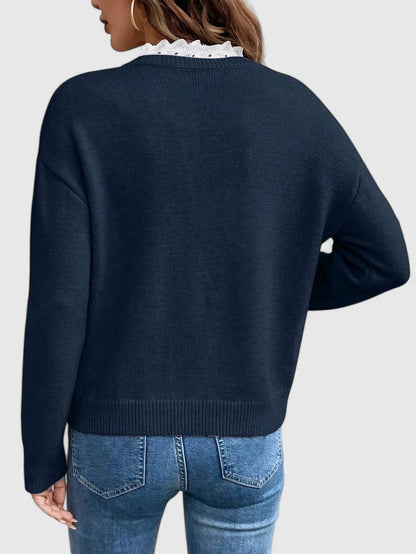 MARIAH – ELEGANT LACE TRIM SWEATER