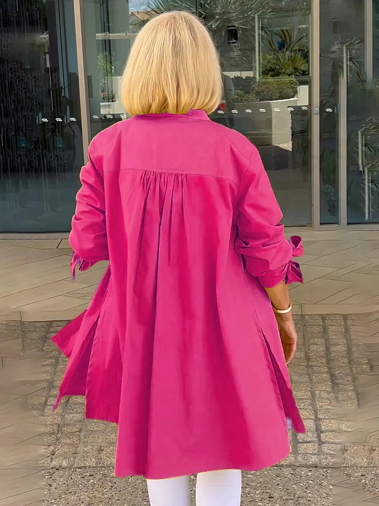 ELLARIA – GATHERED BACK COTTON SHIRT JACKET