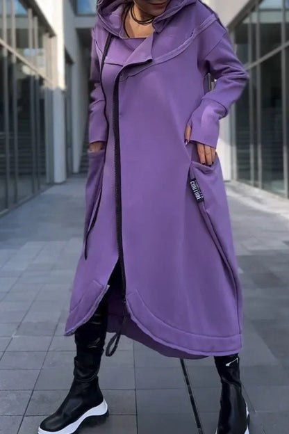 RILEY – FUTURISTIC HOODED LONG COAT