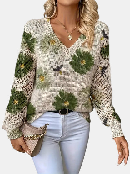 BRIANNA – BLOOMING CHIC KNIT SWEATER