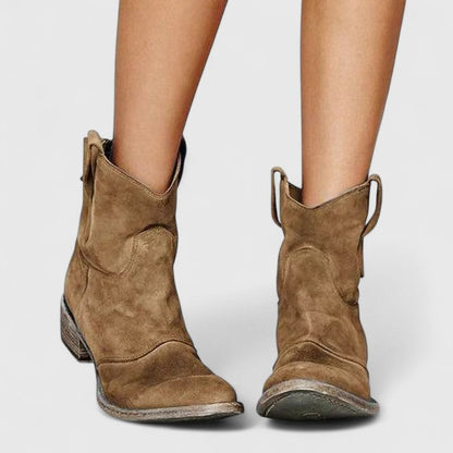RILEY – SUEDE ANKLE COWBOY BOOTS