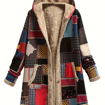 CYBELE – COZY PATCHWORK HOODED COAT
