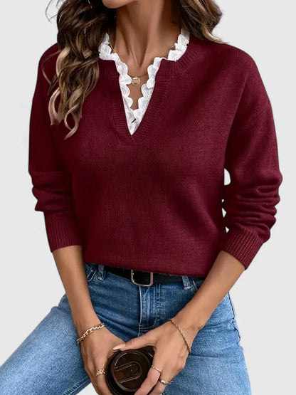 MARIAH – ELEGANT LACE TRIM SWEATER