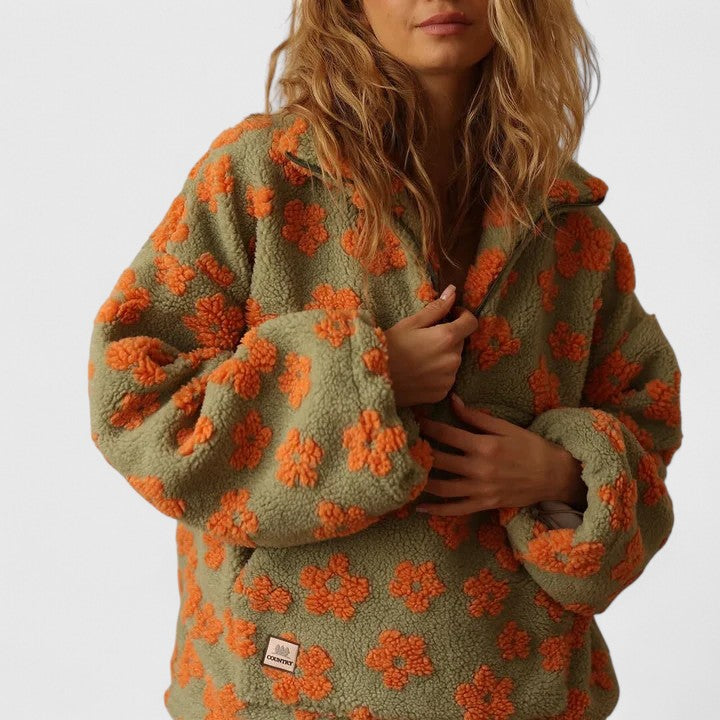 BONNIE – PRINTED SHERPA PULLOVER