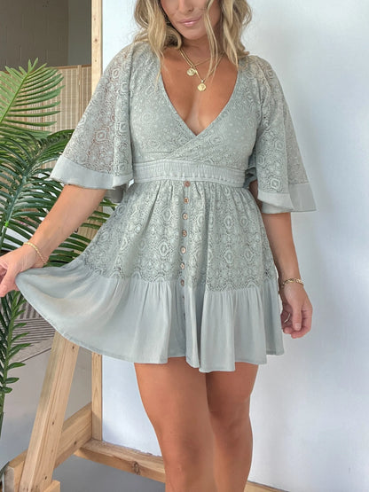 Lily - Lace Crochet Romper Dress