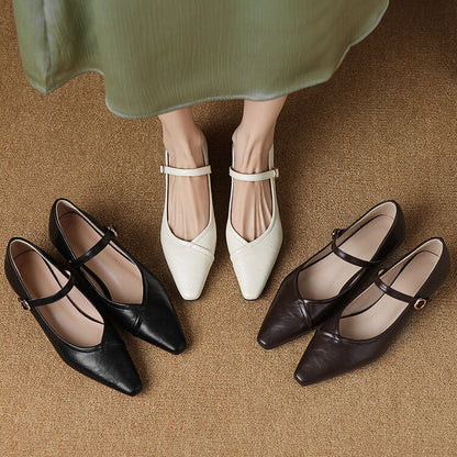 AVERY – POINTED TOE MARY JANE FLATS