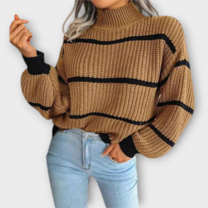 Harper - Turtleneck Sweater with Stripes