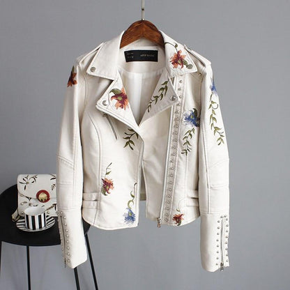 CALLUM – TRENDY EMBROIDERED LEATHER JACKET