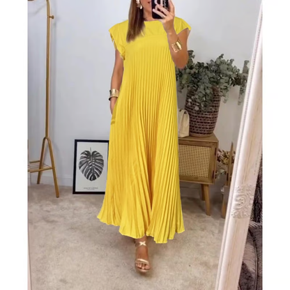 Women’s Short Sleeve Pleated Maxi Dress